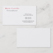 Modernes Elegantes Rotes Weiß Minimalistisch Schli Visitenkarte (Vorne/Hinten)