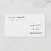 Modernes Elegantes Rotes Weiß Minimalistisch Schli Visitenkarte (Vorderseite)