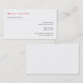 Modernes Elegantes Rotes Weiß Minimalistisch Schli Visitenkarte (Vorne/Hinten)