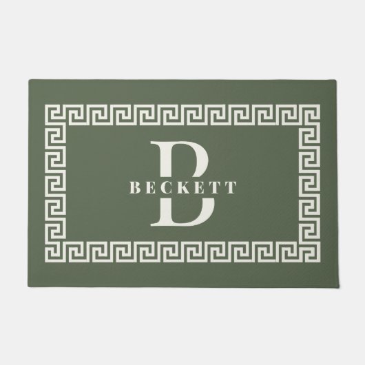 Modernes, elegantes Sage-Griechisch-Tastenrahmen-M Fußmatte (Vorderseite)