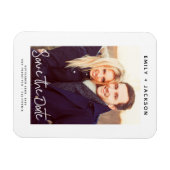 Modernes elegantes Save the Date Foto White Magnet (Horizontal)
