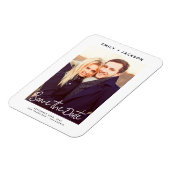 Modernes elegantes Save the Date Foto White Magnet (Linke Seite)