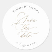 Modernes Elegantes Save the Date Sticker mit Scrip (Vorderseite)