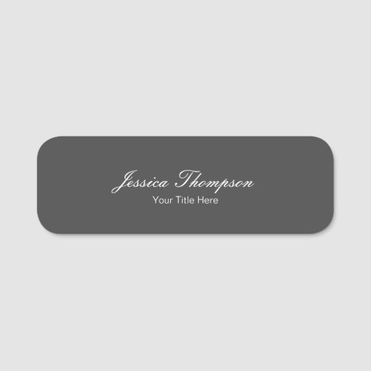 Modernes Elegantes Schlicht Einfaches Beruflich Gr Namensschild (Vorderseite)