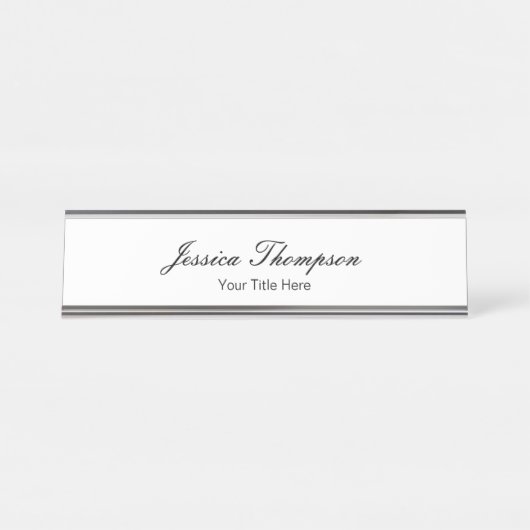 Modernes Elegantes Schlicht Einfaches Beruflich Schreibtischnamensplakette (Vorderseite )