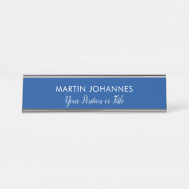 Modernes Elegantes Schlicht Stilvolles Blau Minima Schreibtischnamensplakette
