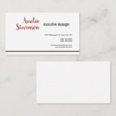 Modernes Elegantes Schlichtes Rotes Weiß Visitenkarte (Vorne/Hinten)