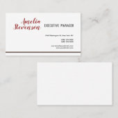 Modernes Elegantes Schlichtes Rotes Weiß Visitenkarte (Vorne/Hinten)