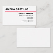 Modernes Elegantes Schlichtes Rotes Weiß Visitenkarte (Vorne/Hinten)