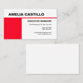 Modernes Elegantes Schlichtes Rotes Weiß Visitenkarte (Vorne/Hinten)