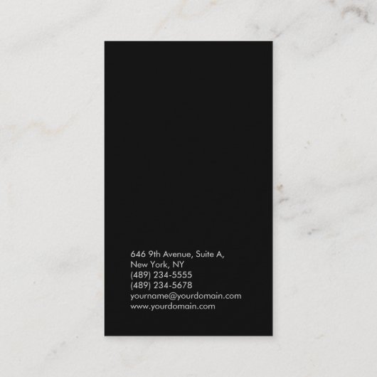 Modernes, elegantes schlichtes Schwarz in dunkelgr Visitenkarte (Rückseite)