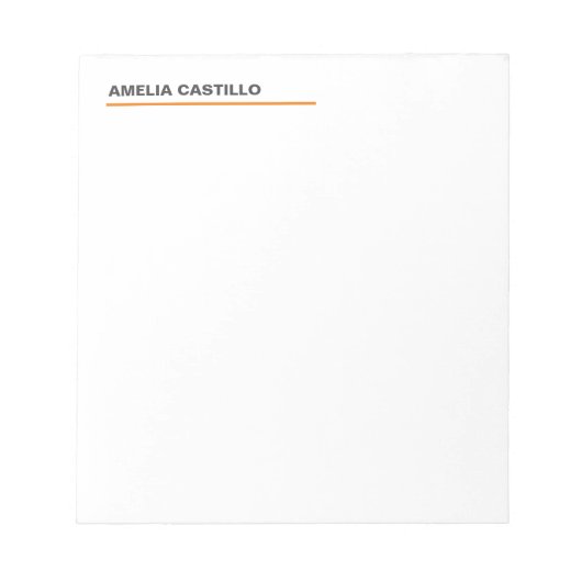 Modernes Elegantes Schlichtes Weiß Notizblock (Vorderseite)