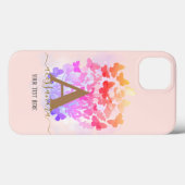 Modernes, elegantes Schmetterling-Monogramm-Rosa  Case-Mate iPhone Hülle (Rückseite (Horizontal))