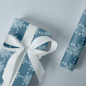 Modernes, elegantes Schneeflocken-Muster - Blau We Geschenkpapier