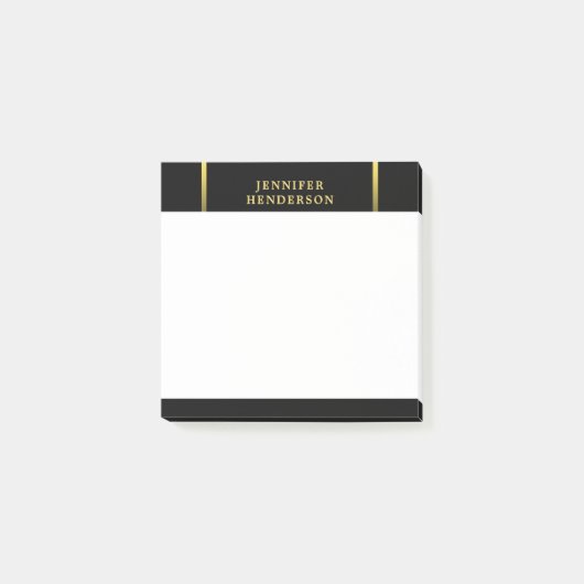 Modernes, elegantes Schwarz-Gold-beruflich Post-it Klebezettel (Vorderseite)
