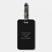 Modernes elegantes Schwarz-Gold-Dinosaurier-Monogr Gepäckanhänger (Rückseite vertikal)