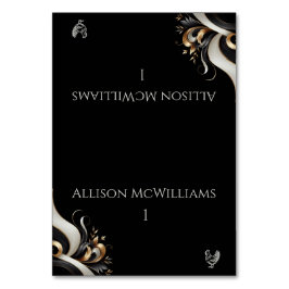 Modernes elegantes Schwarz-Gold Geflügel Tischnummer