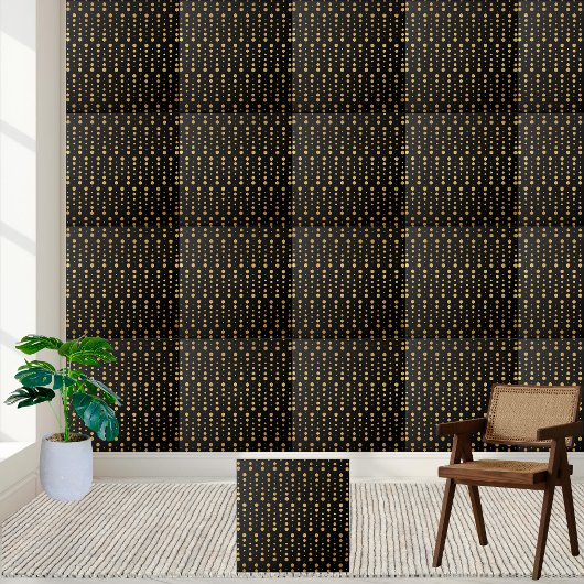 Modernes, elegantes Schwarz-Gold Geometrisches Hex Fliese