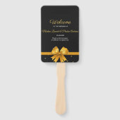 Modernes, elegantes Schwarz-Gold-Hochzeitsprogramm Fächer (Vorderseite)