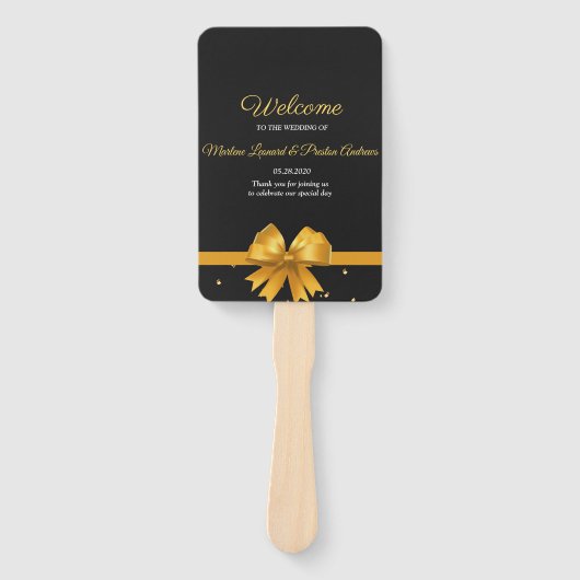 Modernes, elegantes Schwarz-Gold-Hochzeitsprogramm Fächer (Vorderseite)
