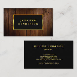 Modernes, elegantes Schwarz-Gold-Holzmuster berufl Visitenkarte