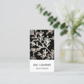 Modernes elegantes Schwarz-Gold-Leaf-Muster Visitenkarte (Stehend Vorderseite)