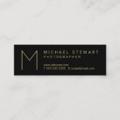 Modernes elegantes Schwarz-Gold Monogramm Mini Visitenkarte (Vorderseite)