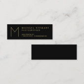 Modernes elegantes Schwarz-Gold Monogramm Mini Visitenkarte (Vorne/Hinten)