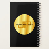 Modernes, elegantes Schwarz-Gold-Template-Monogram Planer (Rückseite)