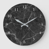 Modernes, elegantes, schwarz-graues Marmormuster Große Wanduhr (Vorderseite)