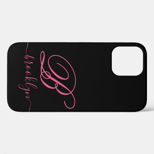 Modernes elegantes Schwarz Rosa handschriftlich Mi Case-Mate iPhone Hülle (Rückseite (Horizontal))