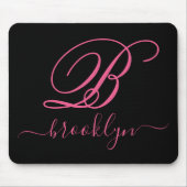 Modernes elegantes Schwarz Rosa handschriftlich Mi Mousepad (Vorne)