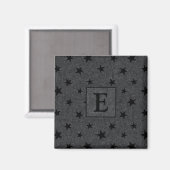 Modernes elegantes Schwarz-Sterne-Muster-Monogramm Magnet (Vorderseite/Rückseite)