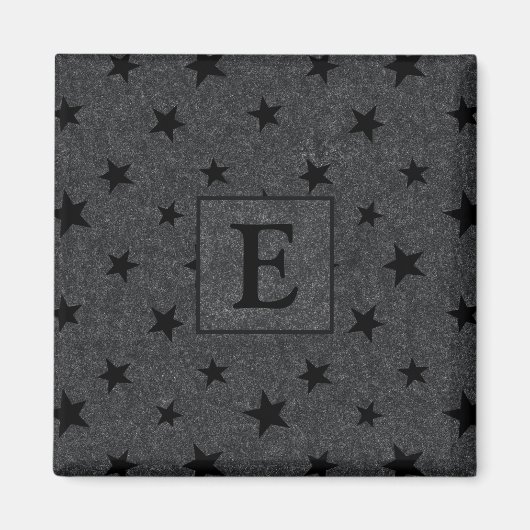 Modernes elegantes Schwarz-Sterne-Muster-Monogramm Magnet (Vorne)