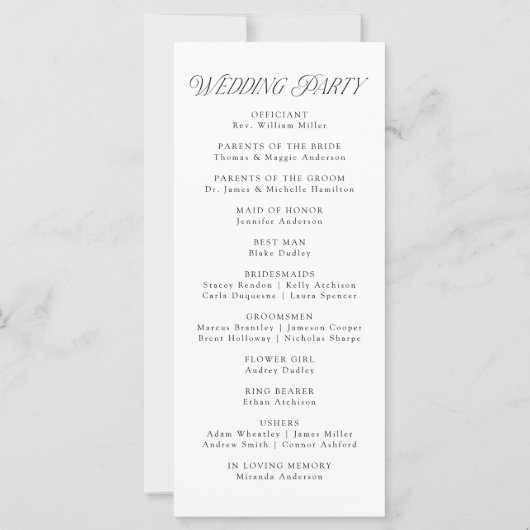 Modernes, elegantes Schwarz-Typografie-Hochzeitspr (Rückseite)