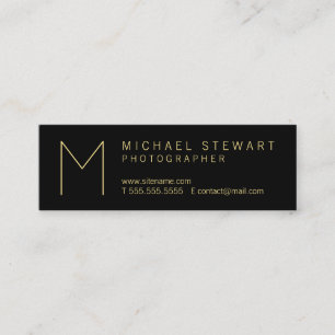 Modernes elegantes Schwarz-und Goldmonogramm Mini Visitenkarte