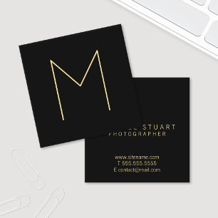 Modernes elegantes Schwarz-und Goldmonogramm Quadratische Visitenkarte