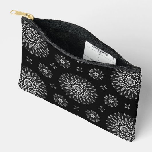 Modernes elegantes Schwarz-Weiß-Dot-Art-Muster Zubehörtasche (Offen)