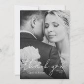 Modernes elegantes Schwarz-Weiß-Hochzeitssemble-Fo Dankeskarte (Vorderseite)