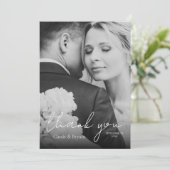 Modernes elegantes Schwarz-Weiß-Hochzeitssemble-Fo Dankeskarte (Stehend Vorderseite)