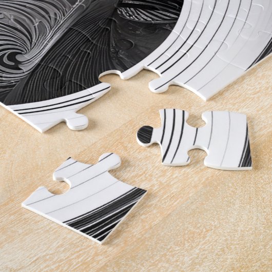 Modernes, elegantes Schwarz-Weiß-Magic-Paar Abstra Puzzle (Seite)
