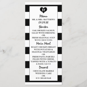 Modernes, elegantes Schwarz-Weiß-Menü Menükarte