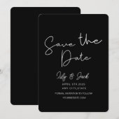 Modernes, elegantes Schwarz-Weiß ,Minimal einfach Save The Date (Vorne/Hinten)