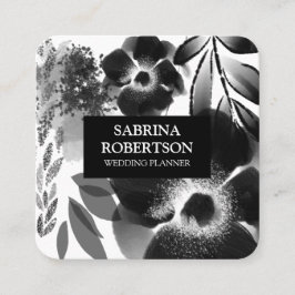Modernes elegantes Schwarz-Weiß-Muster  Quadratische Visitenkarte