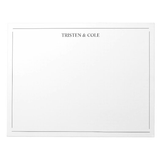 Modernes Elegantes Schwarz-weiß Notizblock (Vorderseite)