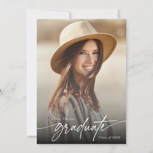 Modernes elegantes Schwarz-Weiß-Party-Foto Einladung (Rückseite)