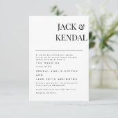 Modernes, elegantes Schwarz-Weiß-Personalisiert RSVP Karte (Stehend Vorderseite)