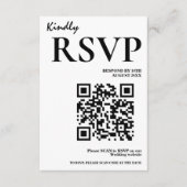 Modernes elegantes Schwarz-Weiß-QR-Code Hochzeit R Begleitkarte (Vorderseite)