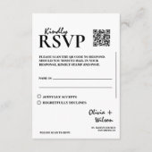 Modernes elegantes Schwarz-Weiß-QR-Code Hochzeit R Begleitkarte (Rückseite)