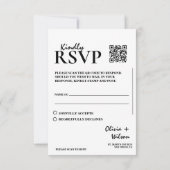 Modernes elegantes Schwarz-Weiß-QR-Code Hochzeit R RSVP Karte (Rückseite)